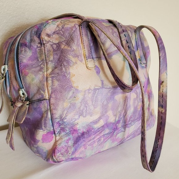 Prada leather hobo tote bag purple Pink blue white yellow grey ivory tie dyed - Picture 4 of 16